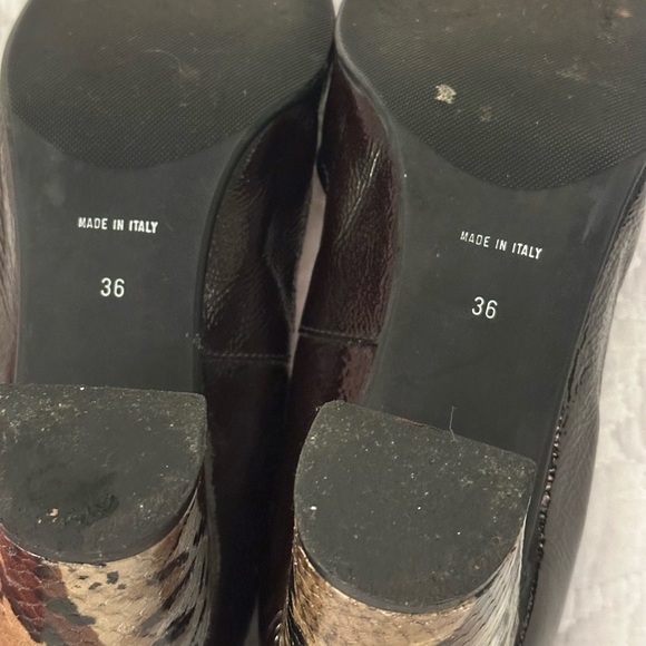 ANYI LU black patent leather‎ pumps with snake print heels handmade in Italy 5.5 - Picture 4 of 6